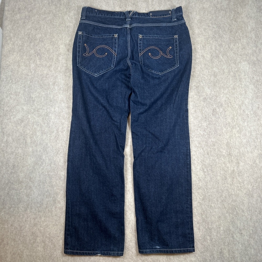 Parish Mens Jeans Size 38 Y2K Baggy Dark Wash Embroidered Back Pocket‎